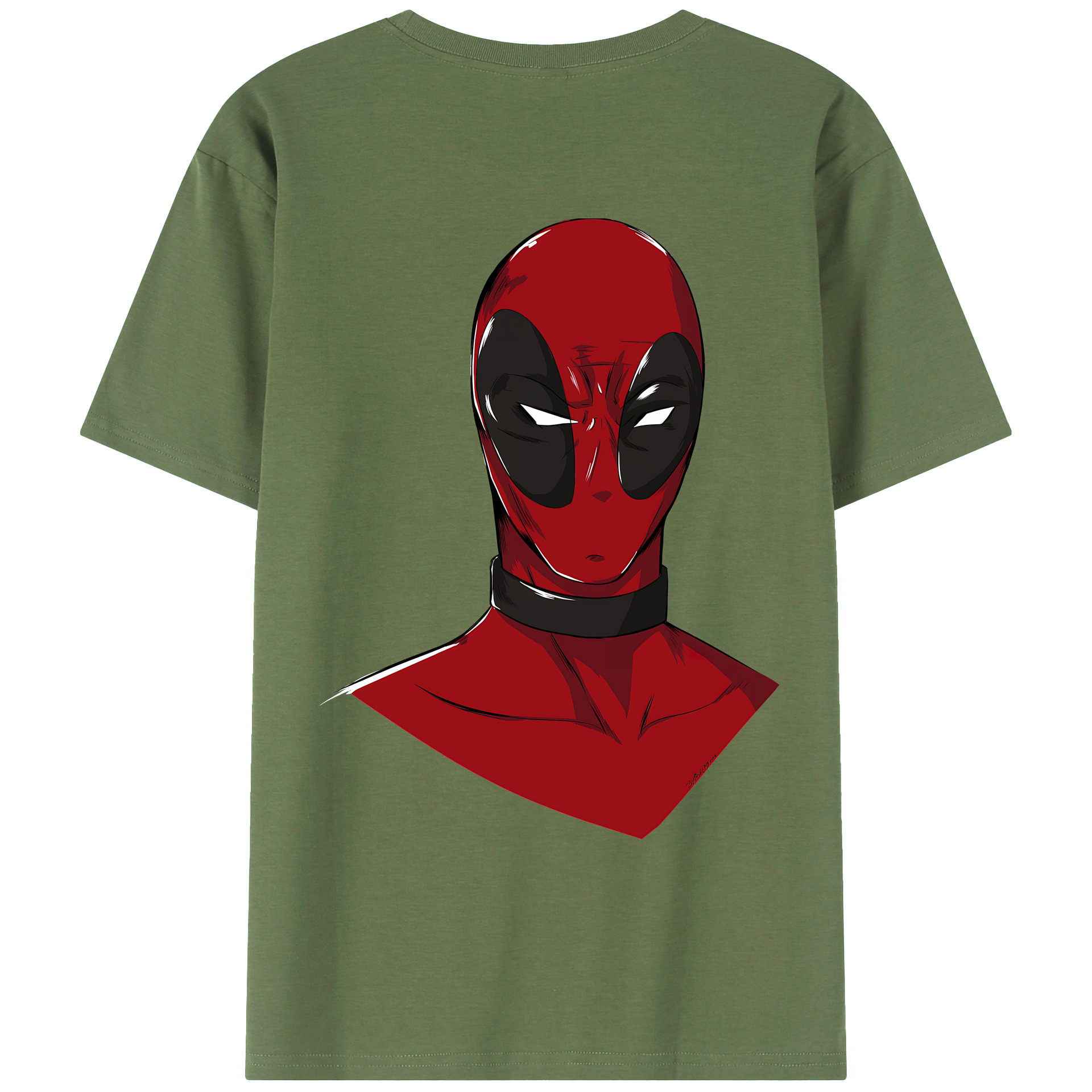 （画像用） Deadpool デッドプール 綿100％ メンズ半袖Tシャツ（バックプリント） 通気性